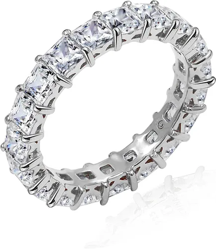 Miniatura 27 de Amazon Essentials Anillo de plata de ley con corte princesa hecho con circonita cúbica Infinite Elements (anteriormente colección Amazon)