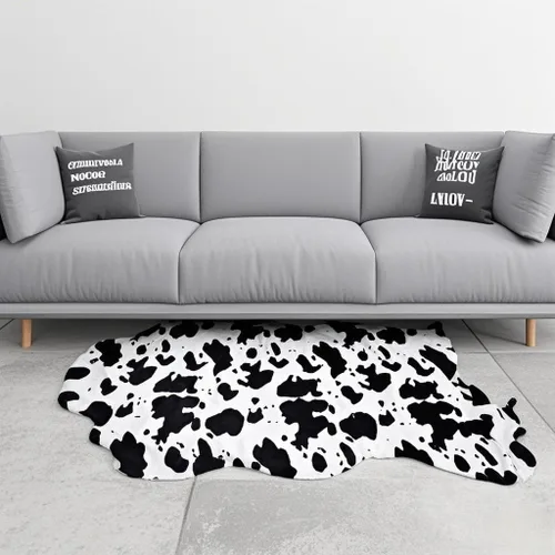 Miniatura 5 de Sgizoku Alfombra con Estampado de Vaca, 3.6 x 2.5 pies, alfombra de piel sintética de vaca bonita, alfombra de área divertida para decoración