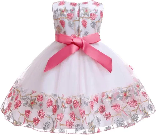 Miniatura 3 de NSSMWTTC - Vestido de fiesta para niñas, estampado floral, tamaño a escoger
