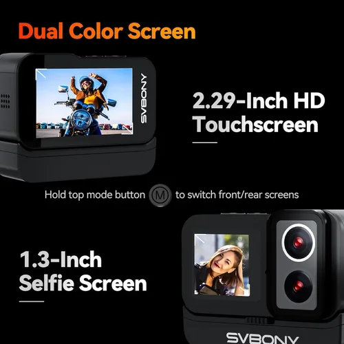 Miniatura 3 de SVBONY SVGo 4K30FPS - Cámara de acción de 20 MP, cámara submarina de doble lente, estabilización EIS de 6 ejes, zoom 8X, pantalla IPS dual