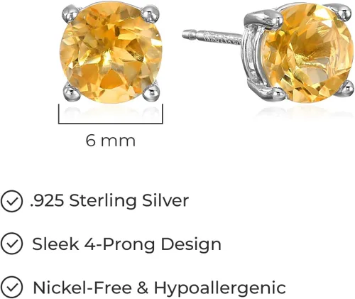 Miniatura 24 de Amazon Essentials Aretes redondos de plata de ley con piedra natal (anteriormente colección Amazon)