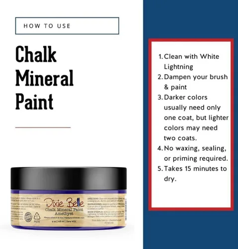 Miniatura 3 de Pintura para muebles con acabado de tiza Dixie Belle Paint Company - Amatista (4oz) - Pintura mineral de tiza chic púrpura profundo mate