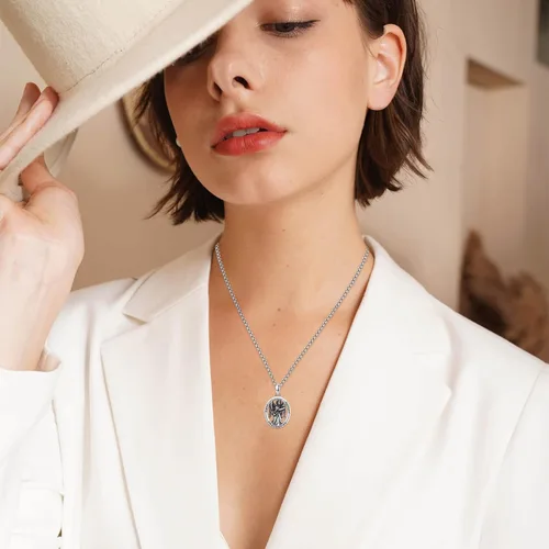 Miniatura 396 de Collar con colgante de plata de ley 925 con medalla de San Patrón, joyería religiosa para hombres y mujeres, con cadena de acero inoxidable 316L