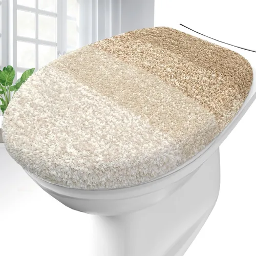 Miniatura 29 de OLANLY Funda de Asiento de Inodoro de Microfibra Suave para Baño, Fundas Lavables a Máquina, 17.5x15 Pulgadas, con Soporte de Goma que se Mantiene