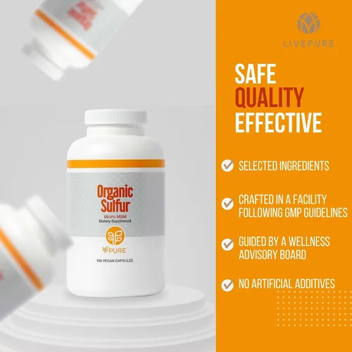 Miniatura 5 de PURE MSM de azufre orgánico 180 cápsulas Polvo MSM premium para la salud de las articulaciones Polvo MSM para el crecimiento del cabello