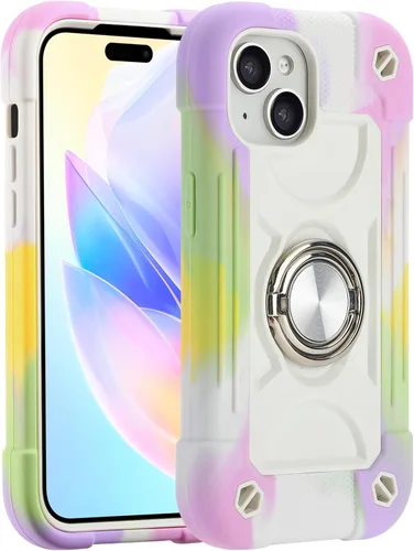 Miniatura 129 de MARKILL Funda compatible con iPhone 15 de 6.1 pulgadas con soporte integrado, [grado militar resistente de cuerpo completo] protección contra Rosa