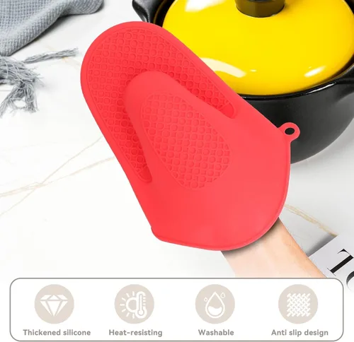 Miniatura 5 de 2 pares de guantes de silicona para horno, mini guantes de horno y mini manoplas de silicona antideslizantes para cocina, cocina y hornear (rojo)