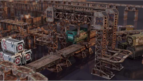 Miniatura 3 de Terreno de ciencia ficción TinkerTurf: MagLev Depot v2, tema abandonado, robusto, asequible y de gran aspecto a todo color, rápido y fácil
