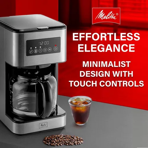 Miniatura 5 de Melitta Aroma Serie Cafeteras de Goteo Programables Parent (Aroma Tocco Plus Negro y Acero Inoxidable 12 Tazas) con Paquete de 5 Filtros de Café