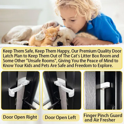 Miniatura 6 de Pestillo para puerta de gato, cerradura de tope de puerta para gatos para mantener a los perros fuera de la caja de arena, puerta interior, a prueba