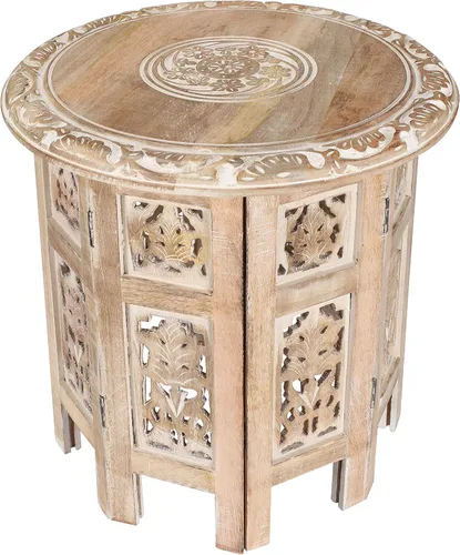 Miniatura 20 de Mesa de café de madera, mesa auxiliar con pilar individual, mesa pequeña, mesita de noche, mesa lateral, mesa de cabecera, mesa lateral de sala