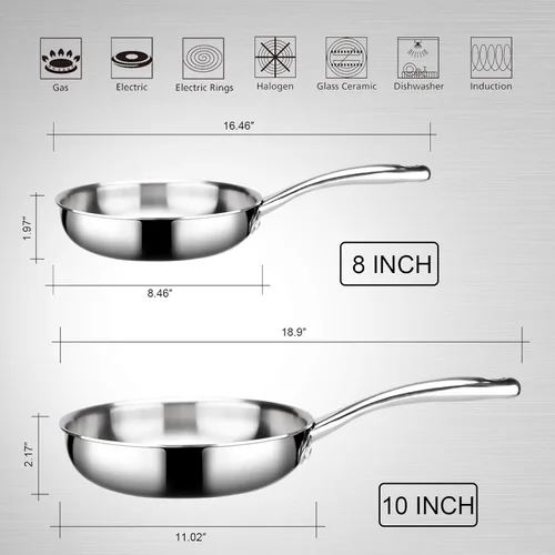 Miniatura 5 de Duxtop Utensilios de cocina de inducción de cocina de acero inoxidable de tres capas revestidas de acero inoxidable 10 pulgadas