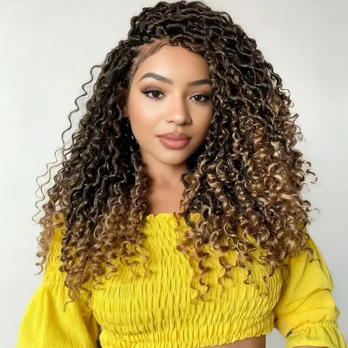 Miniatura 27 de Extensiones de cabello sintético de ganchillo de 24 pulgadas con extremos rizados, extensiones de cabello sintético con extremos rizados, trenzas