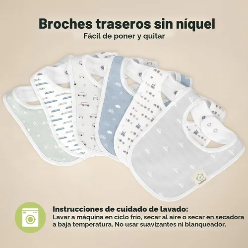 Miniatura 9 de Paquete de 8 baberos orgánicos para bebés niños, niñas - baberos de algodón suave para babear y dentición para bebé niña y niño, extra absorbentes