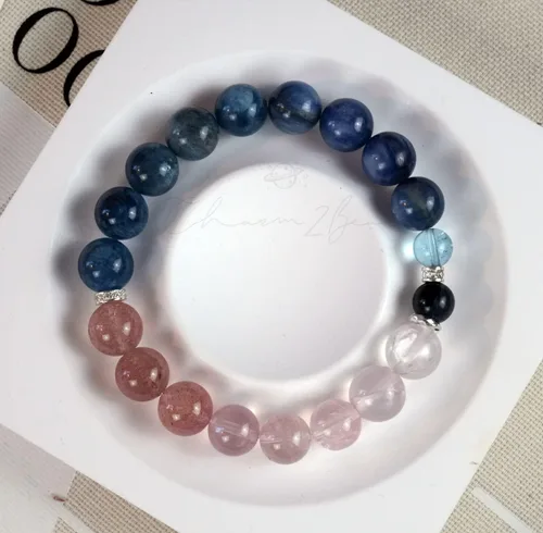 Miniatura 132 de Precious Gemstone Natural Crystal Healing Bracelet, Rutilated Quartz, Moonstone, Quartz Handmade Original Design Bracelet