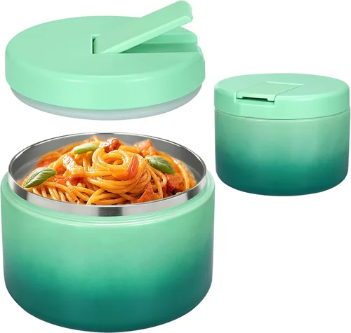 Miniatura 11 de Pawtong Tarro de comida aislado al vacío de 12 onzas con tapa de hebilla, termo de sopa de boca ancha para comida caliente para niños, contenedor