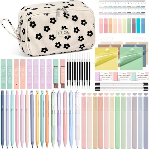 Miniatura 11 de 62 piezas de suministros escolares estéticos, bonitos suministros de regreso a clases, esenciales universitarios, set de papelería con estuche