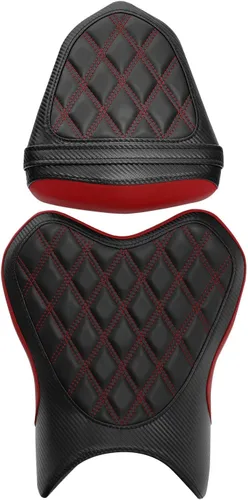 Miniatura 8 de TCT-MOTORPARTS Fundas de asiento delantero y trasero de motocicleta para Yamaha YZFR6 YZF R6 YZF-R6 2006-2007 (negro y rojo #1)