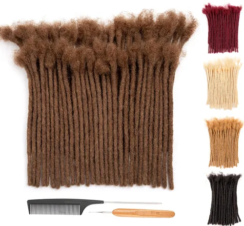 Miniatura 49 de DAIXI 0.2cm y 0.4cm y 0.6cm y 0.8cm de grosor 4-18 pulgadas 10 hebras extensiones de rastas de cabello humano 100% real para hombres/mujeres