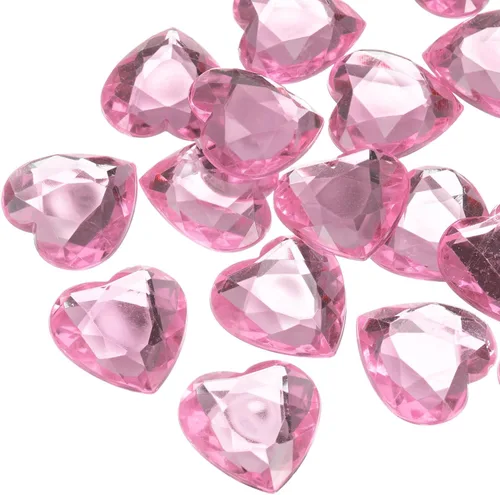 Miniatura 39 de MECCANIXITY 20 piezas de diamantes de imitación acrílicos de corazón de 0.787 pulgadas (0.787 in) con parte trasera plana, gemas de plástico