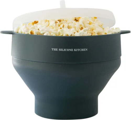The Silicone Kitchen Máquina de palomitas de maíz de silicona para microondas, cuenco plegable, no tóxico, apto para lavavajillas (azul oscuro)