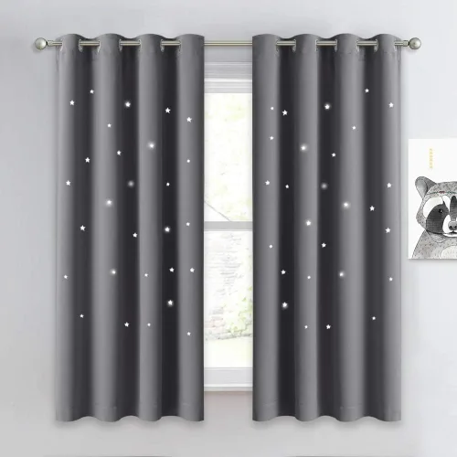 Miniatura 47 de NICETOWN Cortinas infantiles perforadas, cortinas marroquíes con estrellas azules para dormitorio de niñas, gruesas y suaves, para oscurecer la Azul