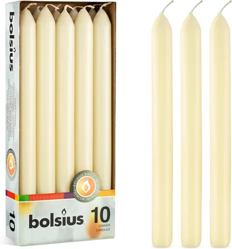 Miniatura 10 de BOLSIUS White Candles - Juego de 10 velas rectas de 9 pulgadas, candelabros de 8 horas, se adapta a la mayoría de portavelas estándar, calidad