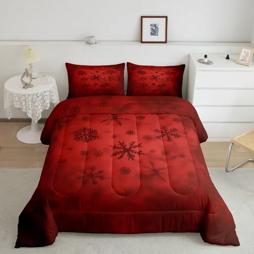 Miniatura 10 de Erosebridal Juego de edredón de Feliz Navidad, juego de edredón de Papá Noel para habitación de niños y niñas, edredón acolchado de ciervos y alces