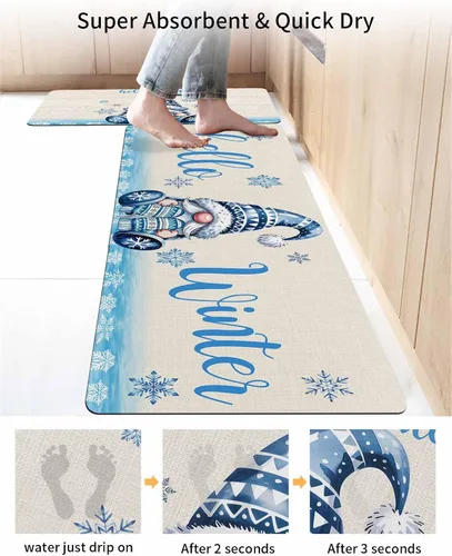Miniatura 4 de Tapete de baño de gnomos de Navidad para bañera, antideslizante, de secado rápido y absorbente, tierra de diatomeas, fregadero, dormitorio, cocina