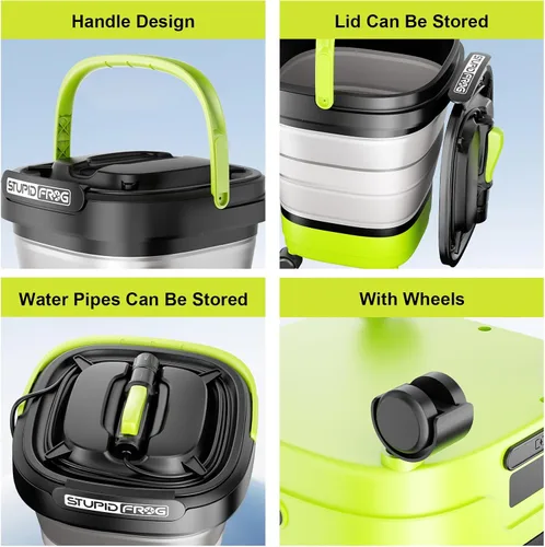 Miniatura 8 de Pulverizador de mano portátil máximo de 72 PSI, rociador de jardín inalámbrico con batería de 2000 mAh, boquilla 4 en 1, cubo plegable de 12 L