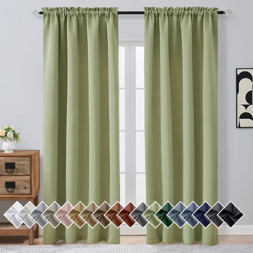 Miniatura 180 de OVZME Cortinas opacas turquesa para tratamiento de ventanas pequeñas, cortinas cortas con bloqueo de luz para ventana de cocina sobre el fregadero