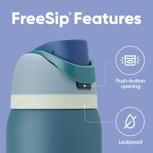 Miniatura 3 de Owala FreeSip - Botella de agua aislada de acero inoxidable con popote, botella de agua deportiva sin BPA, ideal para viajes, 32 onzas, mezclilla