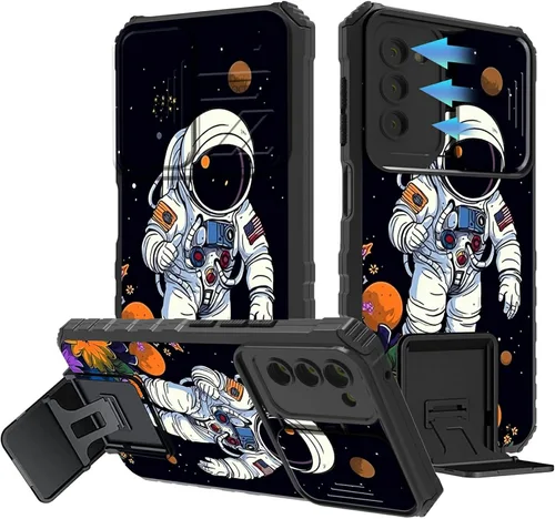 Miniatura 1037 de Funda para Samsung Galaxy S22 Ultra 5G, Galaxy S22 Ultra con cubierta de cámara deslizante, funda resistente de doble capa con función atril Black