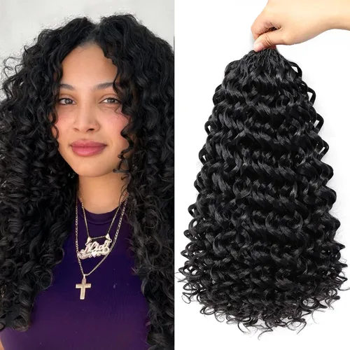 Miniatura 76 de 7 paquetes de cabello rizado de ganchillo GoGo de 6 pulgadas, pelo corto, para mujeres, rizos de playa, trenzas de ganchillo de torsión profunda