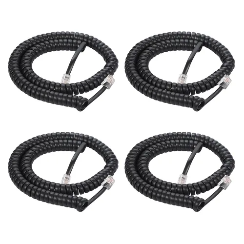 Miniatura 7 de Vthahaby Paquete de 2 cables de teléfono para línea fija, longitud máxima estirada de 8 pies (sin enrollar)/1.4 pies (enrollado), cable RJ9 4P4C