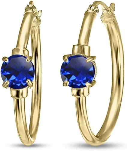 Hoops Earrings for Women, Birthstone Earrings, Genuine or Synthetic Gemstone Earrings, Fashion Earrings, Trendy Earrings, Sterling Silver Hoop