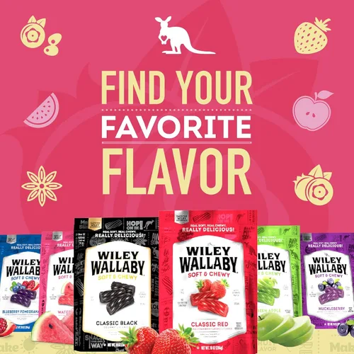 Miniatura 7 de Paquete de variedad de regaliz Wiley Wallaby 10 onzas - Sabores clásicos de arándano, manzana y sandía. Regaliz gourmet estilo australiano suave