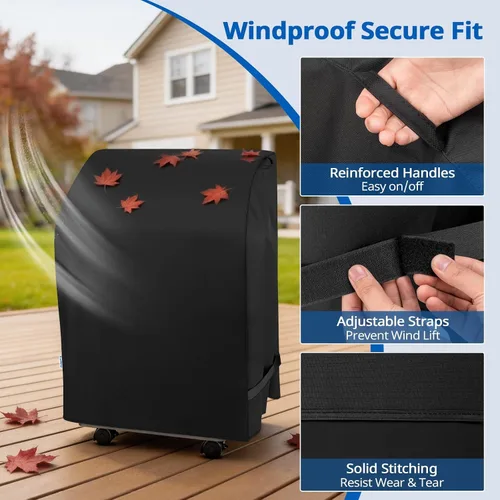 Miniatura 5 de SunPatio Cubierta para parrilla de gas de 2 quemadores de 32 pulgadas, resistente al agua, cubierta cuadrada pequeña para parrilla de barbacoa, se