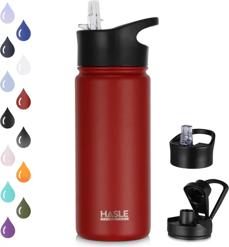 Miniatura 28 de HASLE OUTFITTERS Botella de agua aislada de 16 onzas para niños, botella de agua de acero inoxidable de doble pared al vacío, a prueba de fugas
