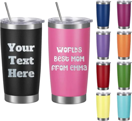 Miniatura 7 de Taza de café personalizada para mujeres y hombres con nombres, taza de viaje personalizada con tapa y pajita, regalos para el día de San Valentín