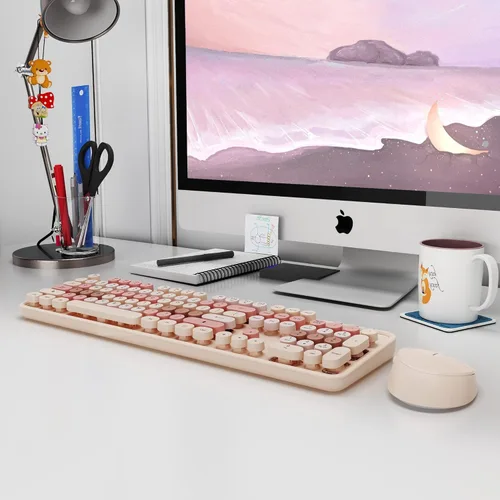 Miniatura 8 de Combo de teclado y mouse inalámbricos colorido - Teclado inalámbrico de 104 teclas con almohadilla numérica para PC Windows, portátil, laptop