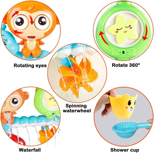 Miniatura 2 de G-WACK Juguetes de baño para niños pequeños de 1, 2 y 3 años, juguetes de agua para tina de bebé recién nacido, juguetes de agua interactivos