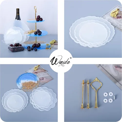 Miniatura 3 de Molde de silicona de resina de 3 niveles para tartas y postres, juego de moldes de fundición epoxi con accesorios de hardware para bricolaje