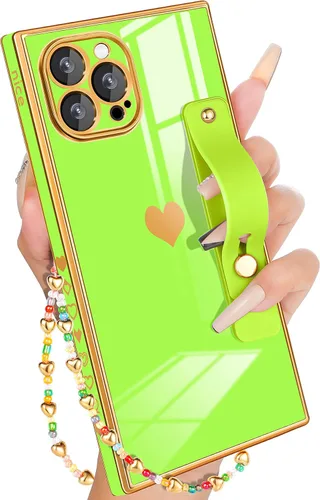 Miniatura 20 de Petitian Funda para iPhone 13 Pro Max con Soporte/Cordón, Lujosa y Linda para Mujeres y Niñas con Corazón Electrochapado, Fundas de Teléfono de Negro
