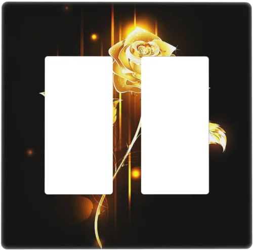 Miniatura 621 de Cubiertas de placa de pared de 3 gang con interruptor de luz de triple palanca, en negro y dorado con esplendor de oro rosa, estampado floral