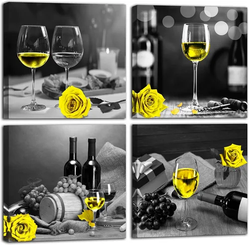 Miniatura 9 de Arte de pared de cocina - Decoración de pared de vino para dormitorio, mujeres, cuadros en blanco y negro, arte moderno para sala de estar - Arte