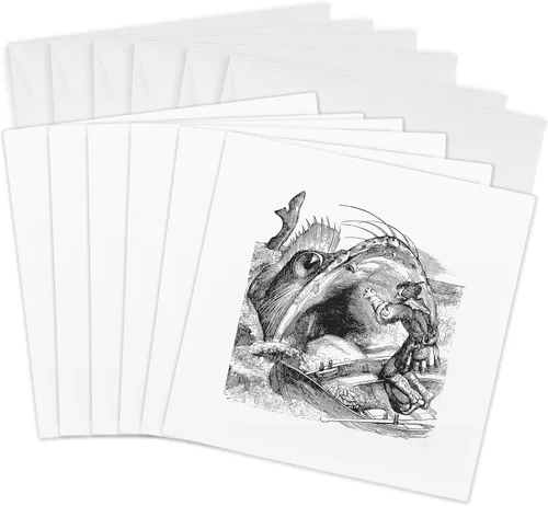 Miniatura 8 de 3dRose Tarjeta de felicitación - Baleine Un gran diccionario de criatura marina infernal Cut Out - Ilustración clásica - Criatura demoníaca