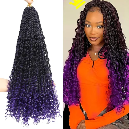 Miniatura 9 de Cabello senegalés de ganchillo con extremos rizados, 12 pulgadas, 8 paquetes de cabello bohemio de ganchillo con rizos de diosa, rizos de ganchillo