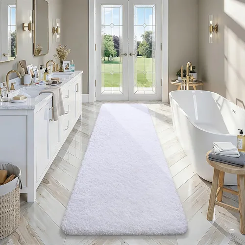Miniatura 60 de AROGAN Tapete Largo de Baño de Lujo, 24 x 17 Pulgadas, Grueso, Suave y Absorbente, Antideslizante, Respaldo de Goma, Alfombras de Secado Rápido