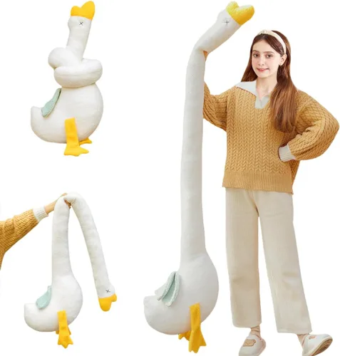 Miniatura 4 de ELAINREN Almohada grande de peluche de pollito, de cuello largo, ultrasuave, de felpa roja con cuello largo, cojín de peluche largo de pollo